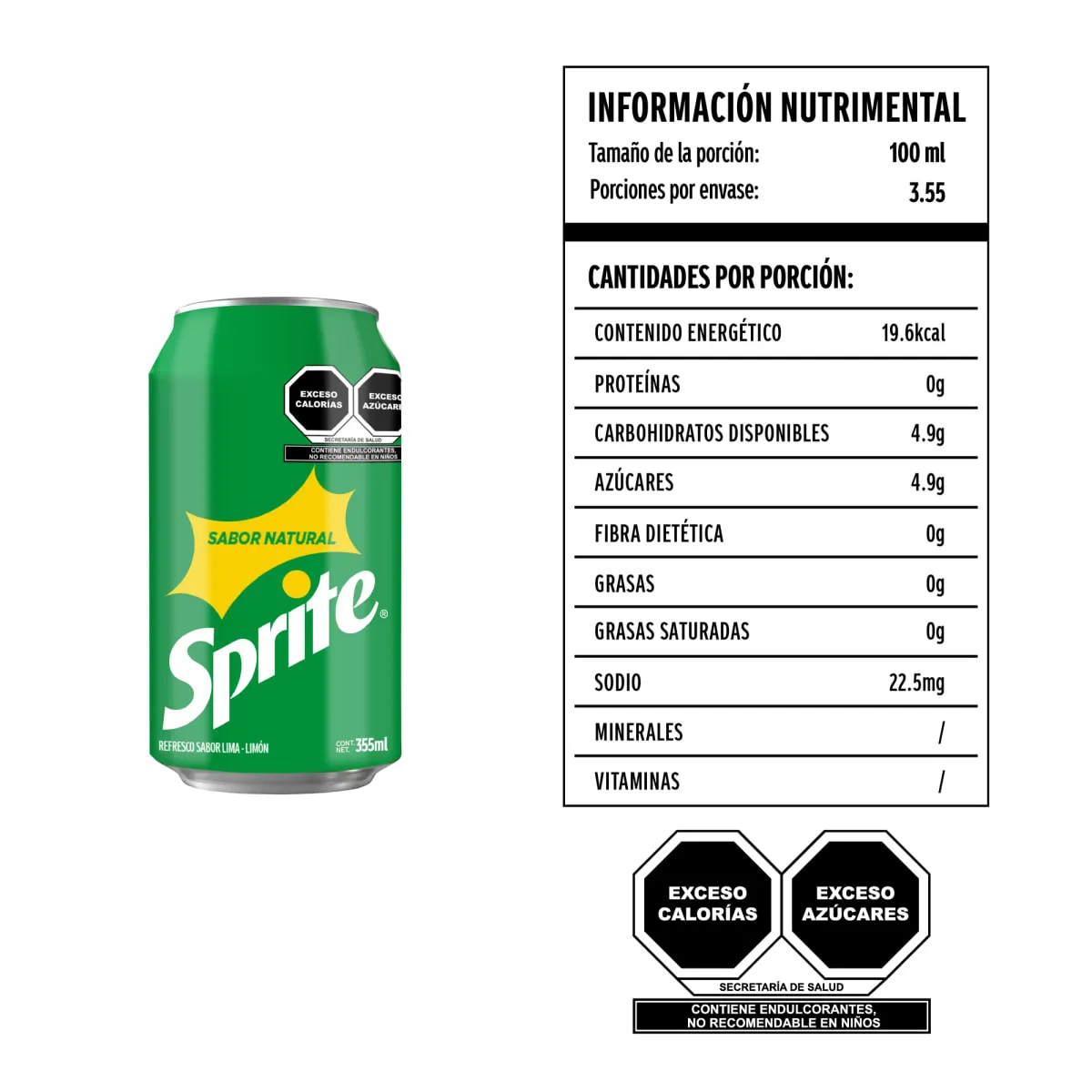 Refresco Sabor Lima-Limón Sprite 355ml