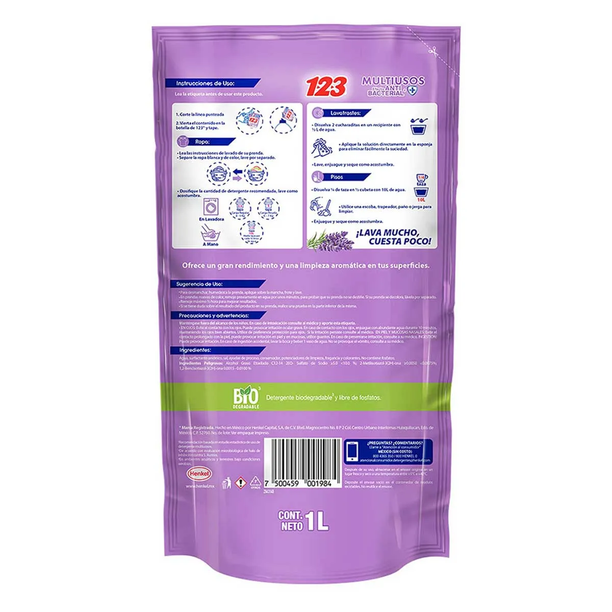 Detergente Liquido 123 Fresca Lavanda