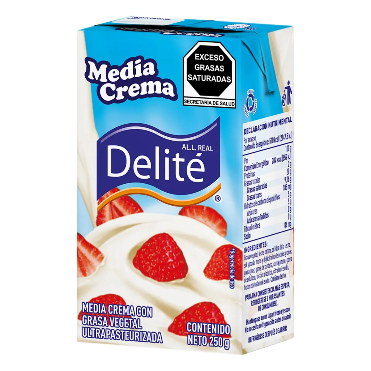 Media Crema Delité con Grasa Vegetal Ultrapasteurizada 250ml