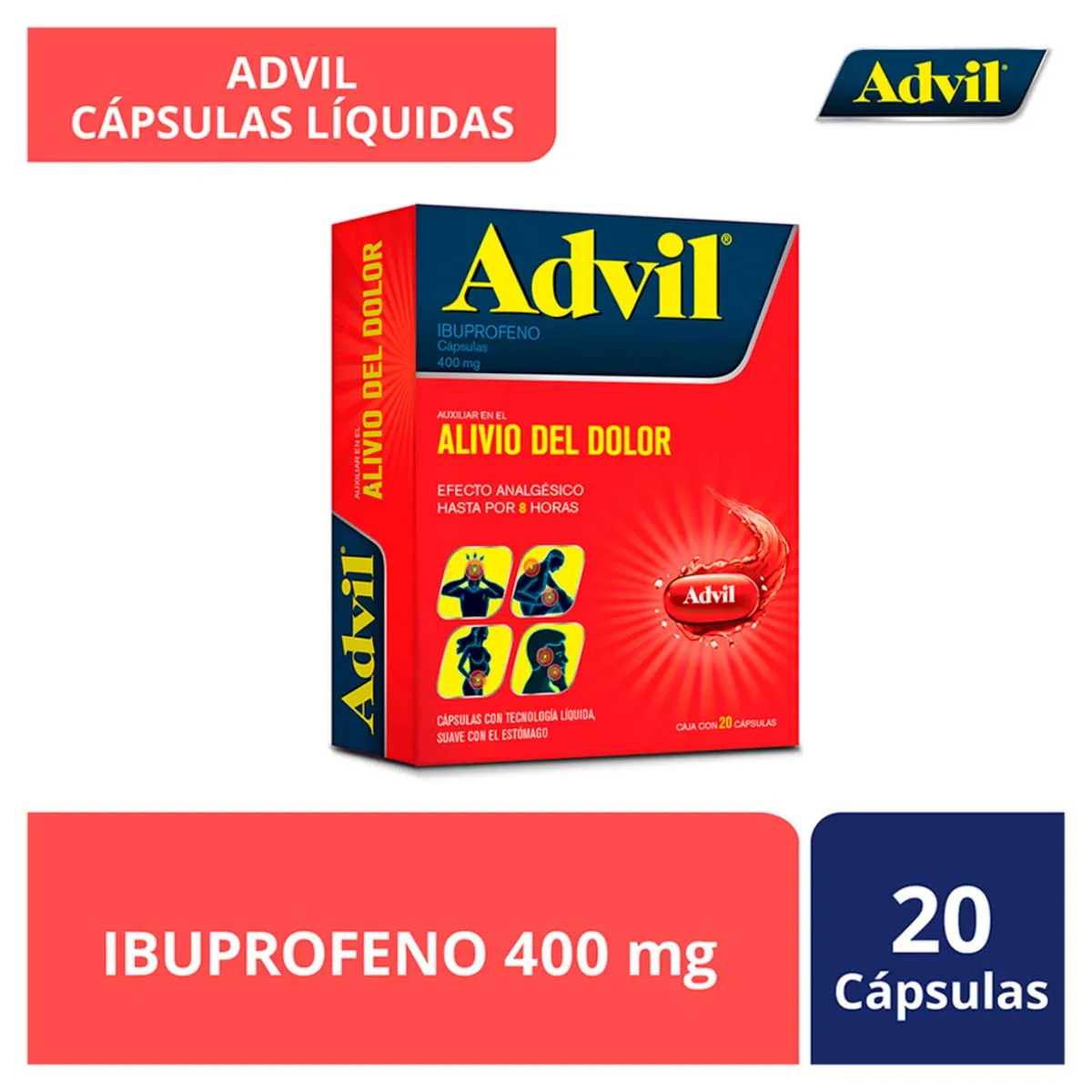 Capsulas Advil Analgésico 400mg-20 CAPSULAS