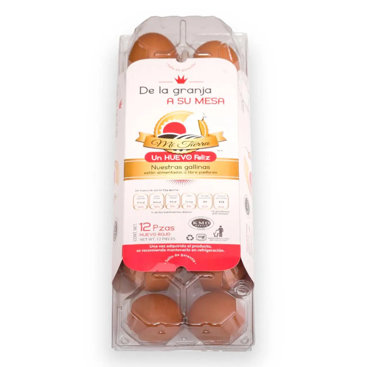 Huevo Mi Tierra Libre de Jaula Rojo 12 Piezas