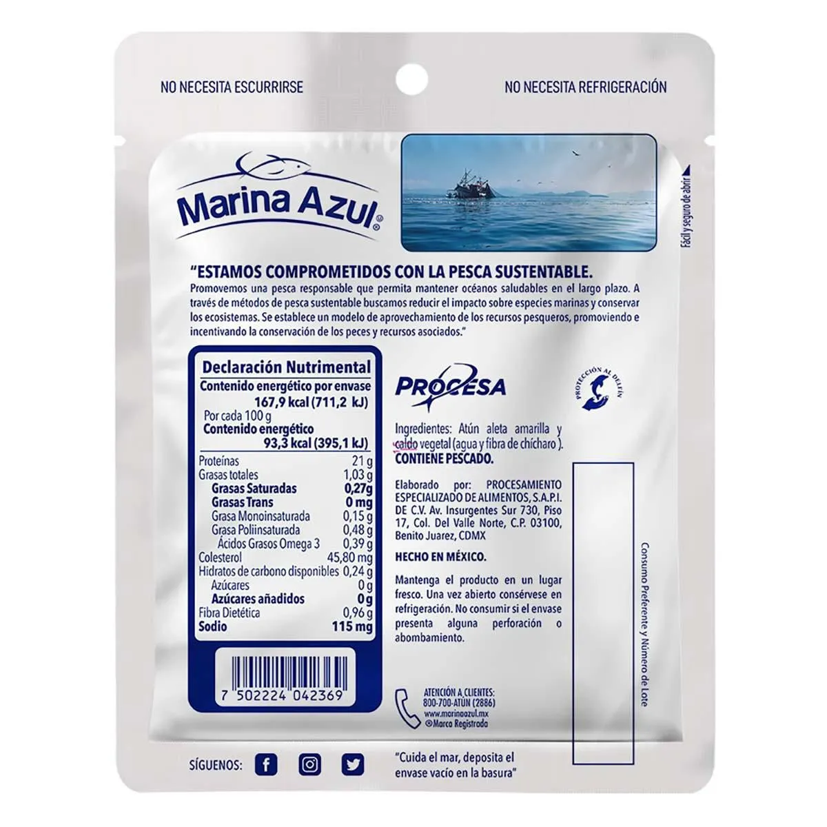 Atún Marina Azul en Agua Bajo en Sodio 180g
