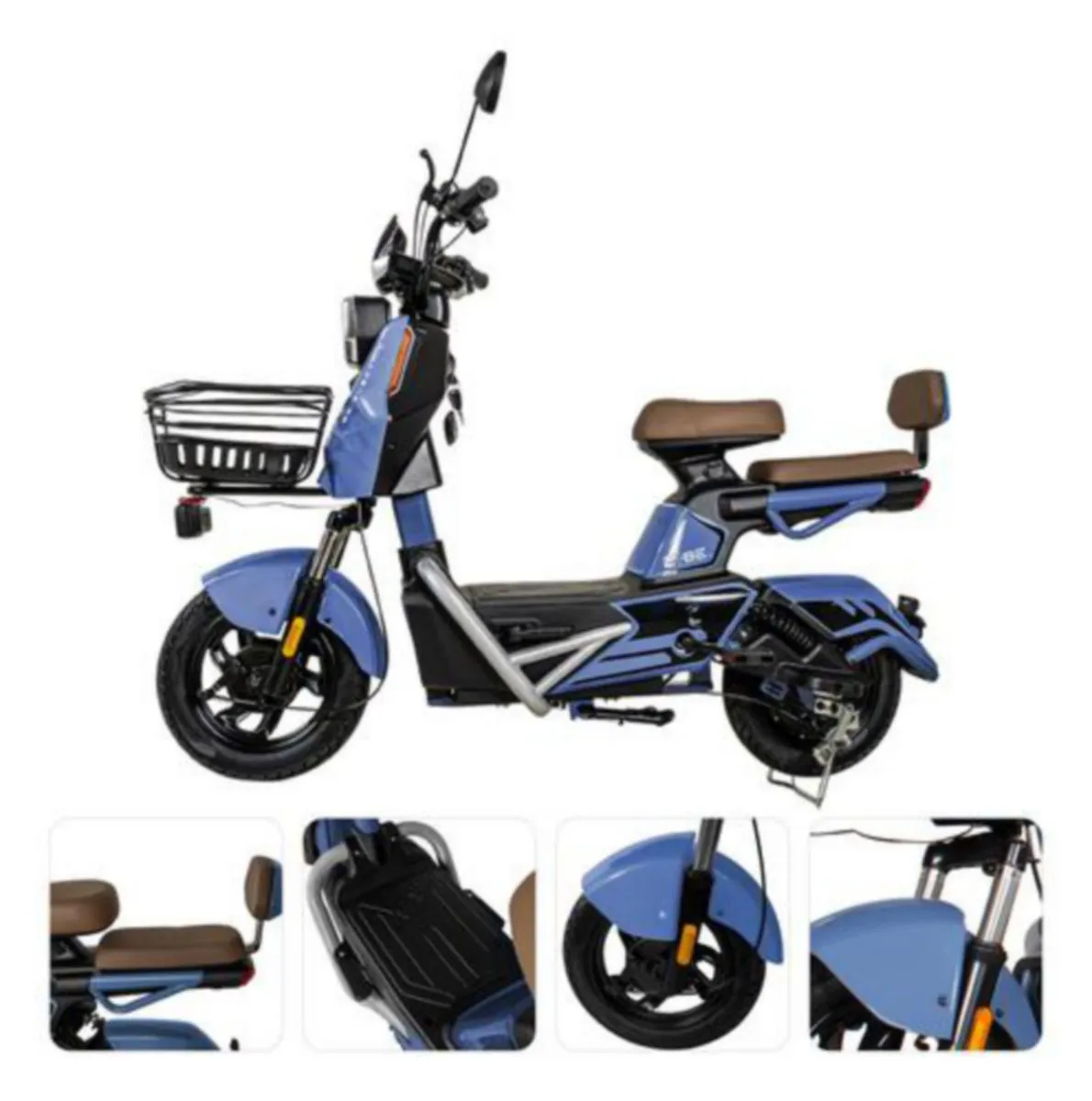 Bicicleta Electrica Moto Bici Scooter 3 Vel 55km/h 500w 12v Color Azul Acero Bizmo