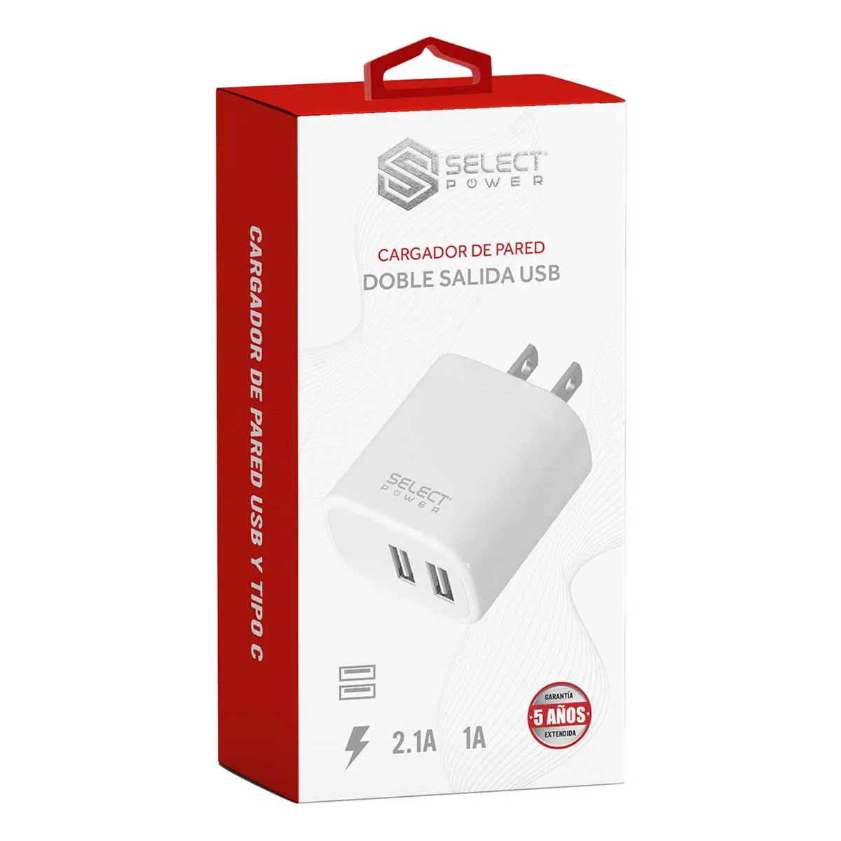 Cargador de pared doble salida USB y Tipo C Select Sound CU3-SP