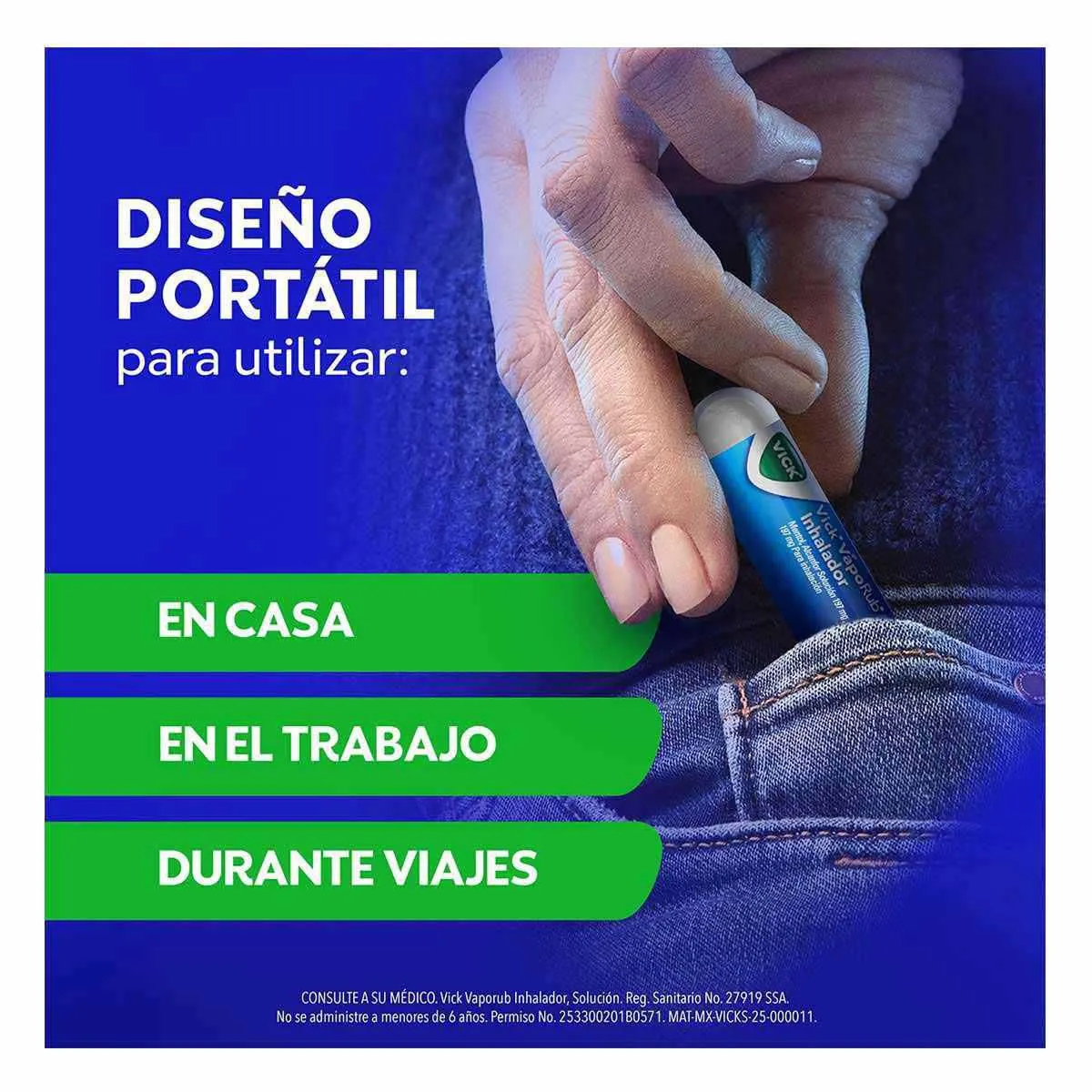 Vick Vaporub Inhalador Alivia Rápido la congestión Nasal 2 Inhaladores