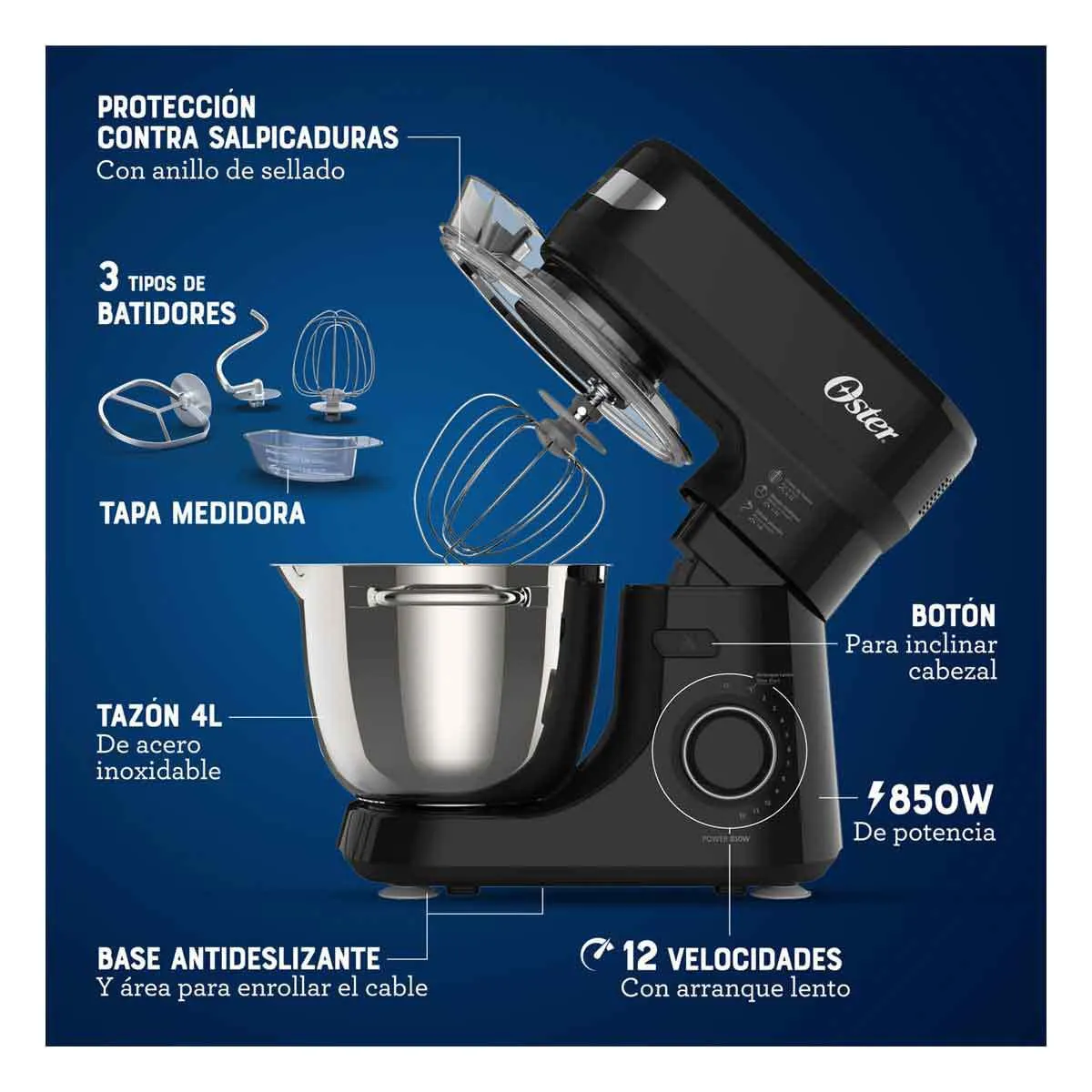 Batidora de Pedestal Oster Planetaria 12 Velocidades