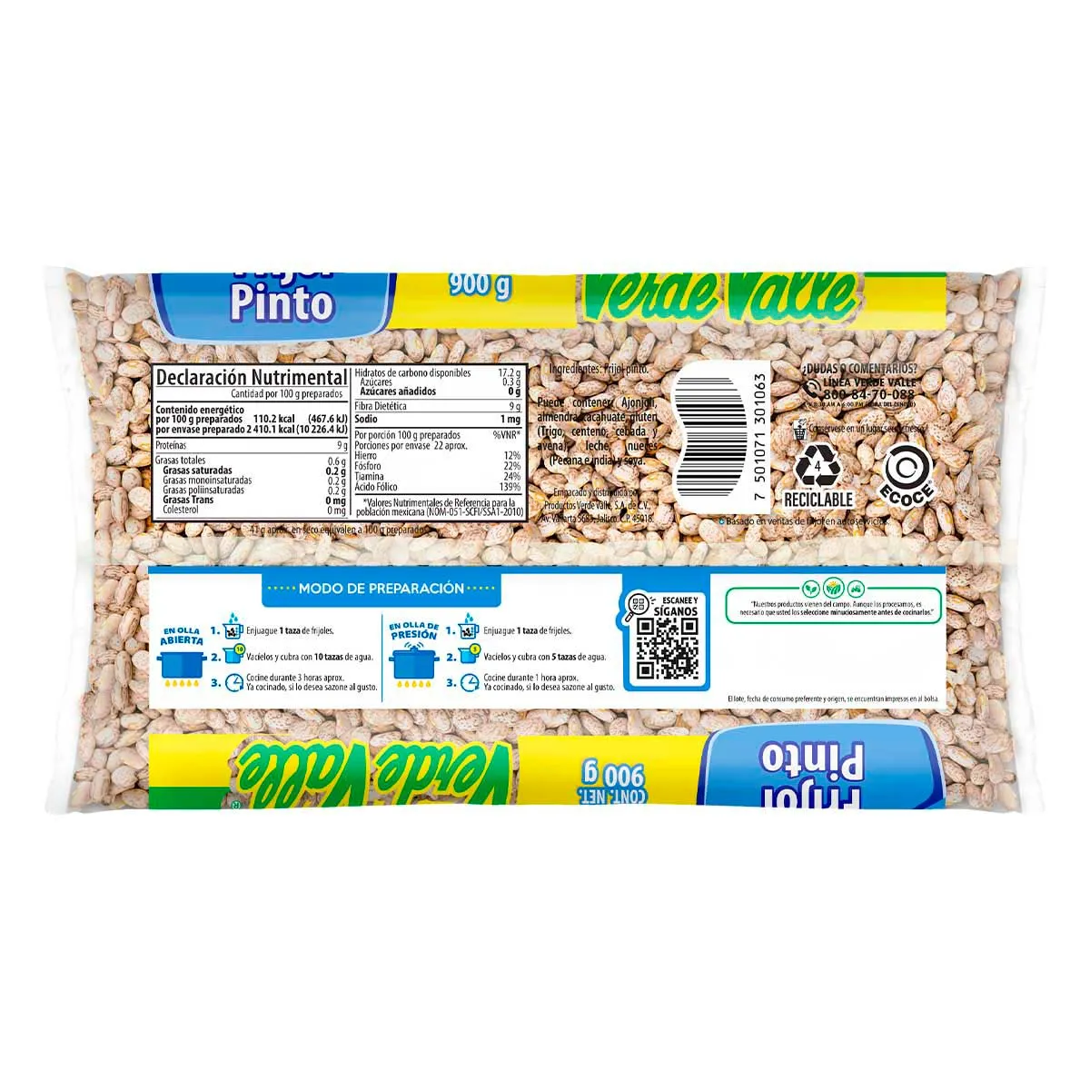 Frijol Verde Valle Pinto 900g