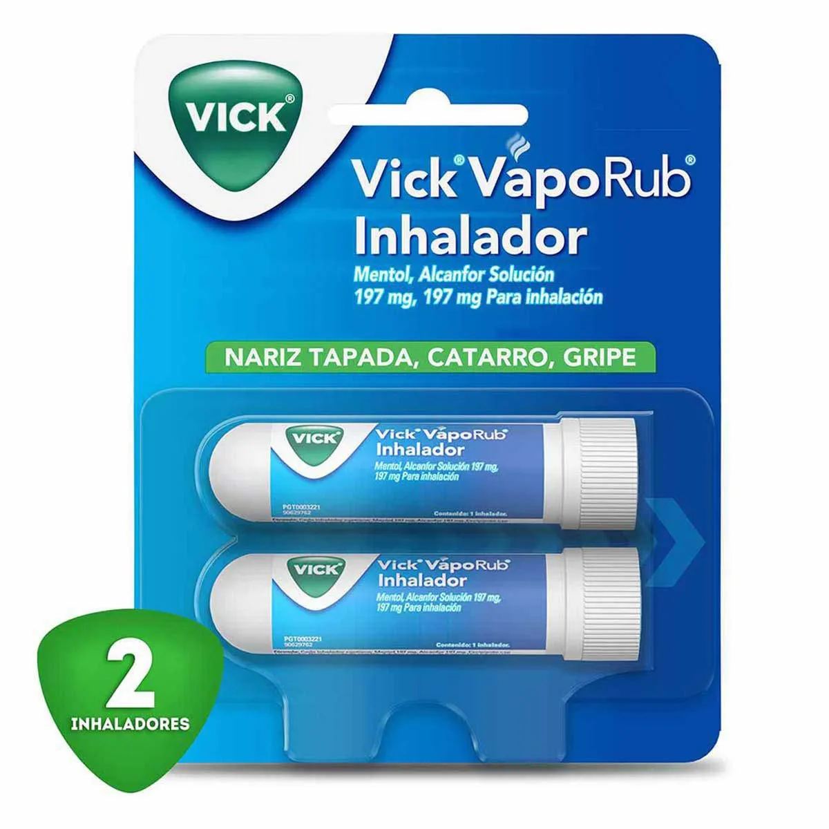Vick Vaporub Inhalador Alivia Rápido la congestión Nasal 2 Inhaladores