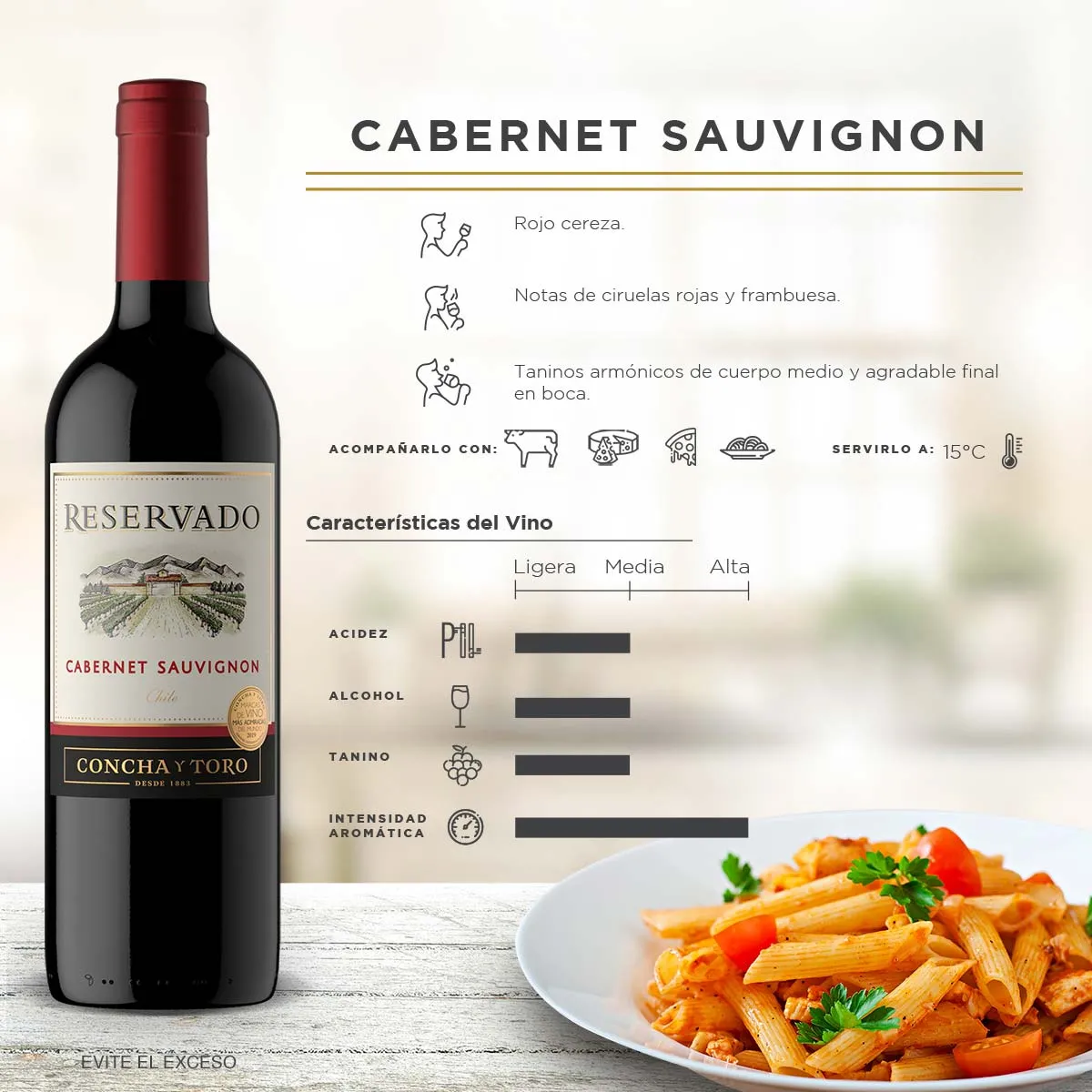 Vino Tinto Chileno Reservado Cabernet Sauvignon 750ml
