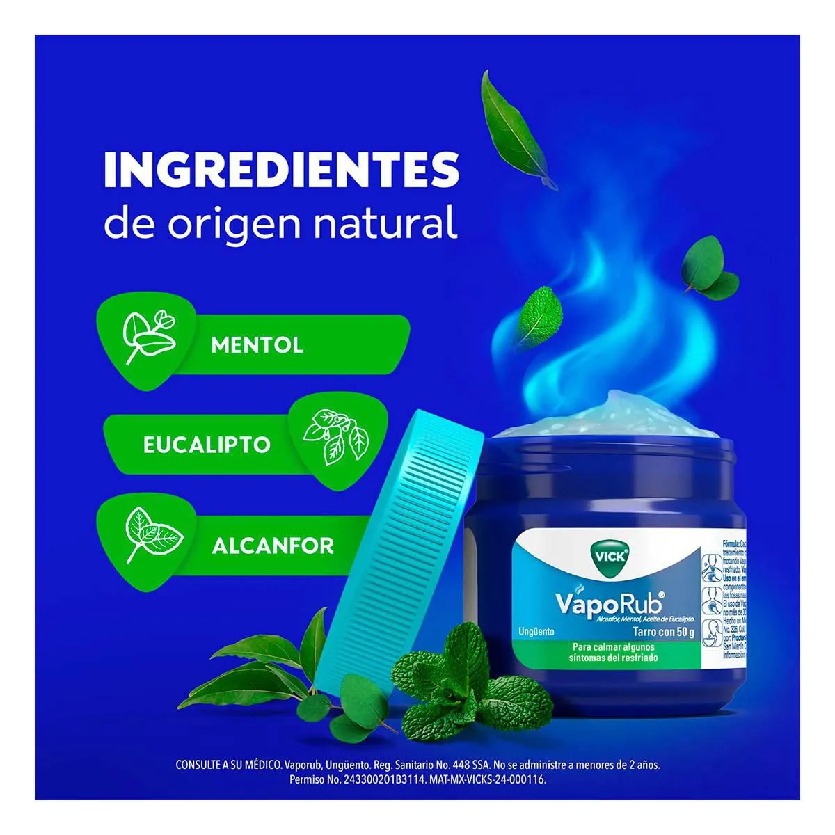 Vick VapoRub Alivia la Congestión Nasal para Respirar mejor 50g