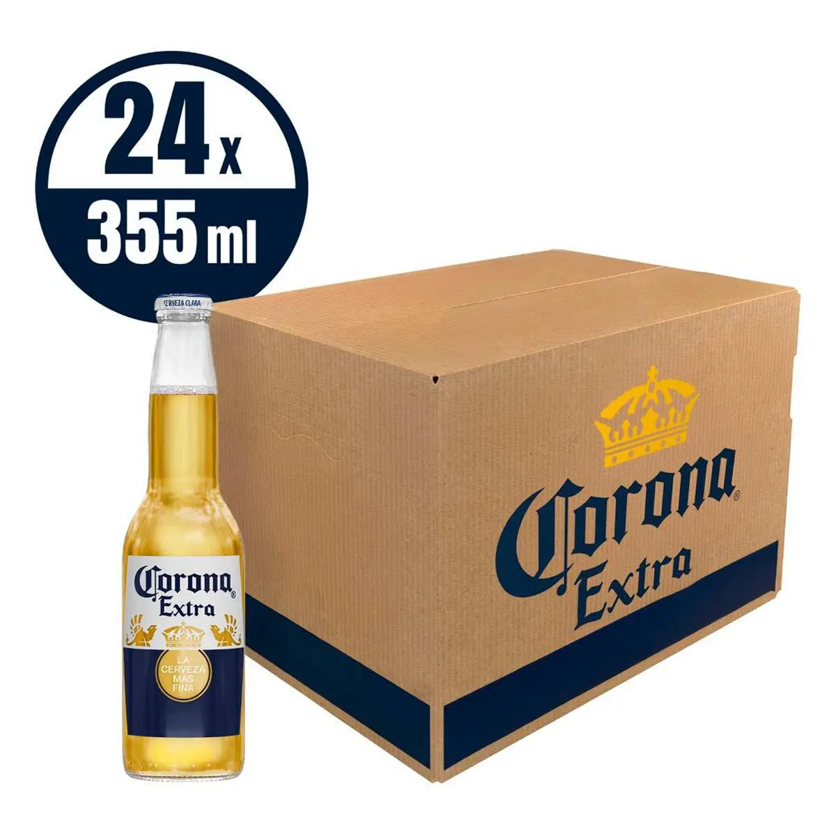 Cerveza Corona Extra Clara 24 Botellas de 355ml c/u