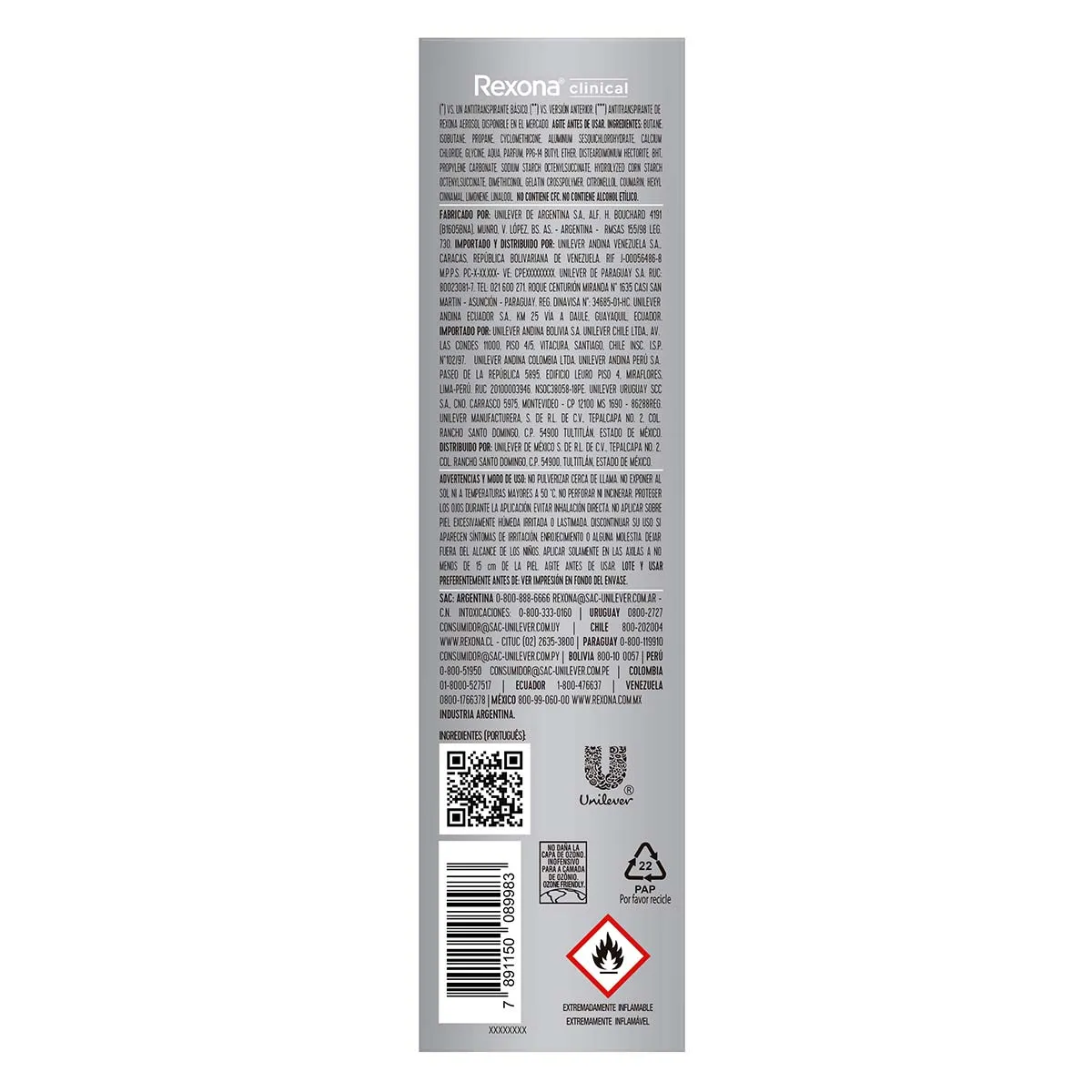 Desodorante en Aerosol Rexona Clinical Hombre Fresh 150ml
