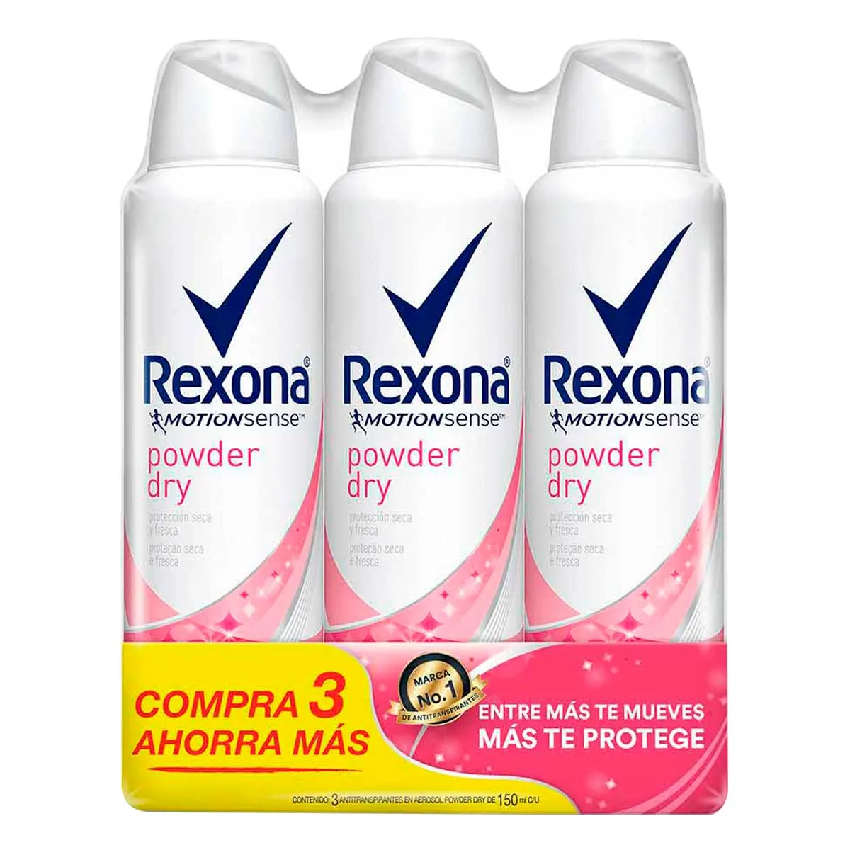 Antitranspirante en Aerosol Rexona Powder Dry 150ml x 3