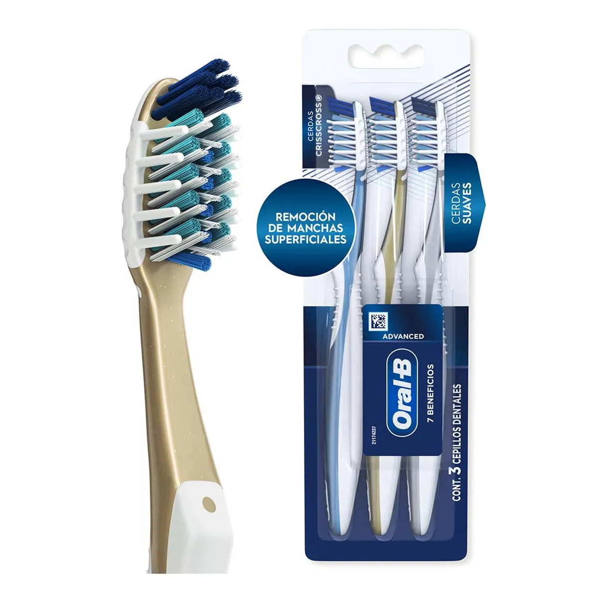 Cepillo de Dientes Oral-B Suave 7 Beneficios 3 Unidades
