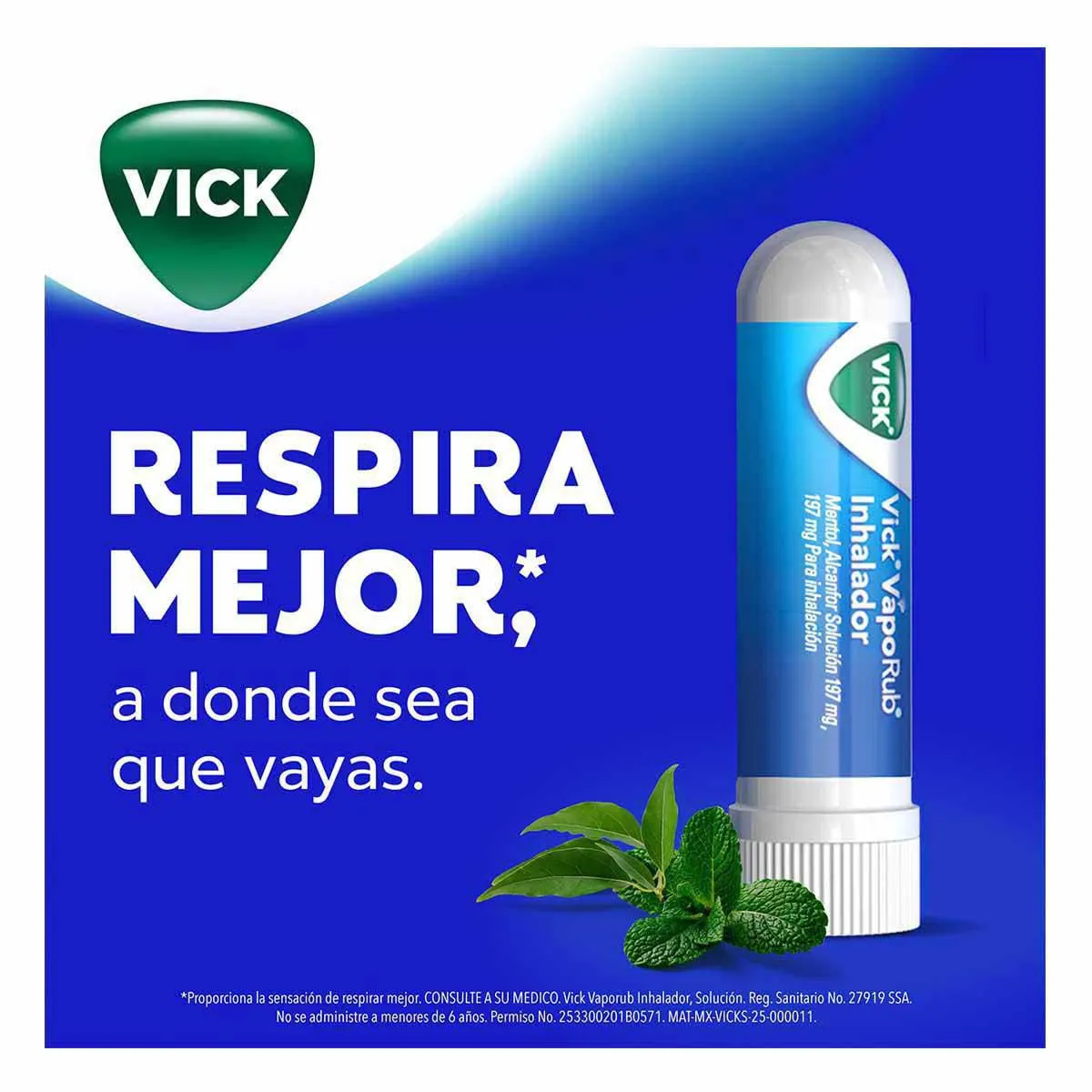 Vick Vaporub Inhalador Alivia Rápido la congestión Nasal 2 Inhaladores