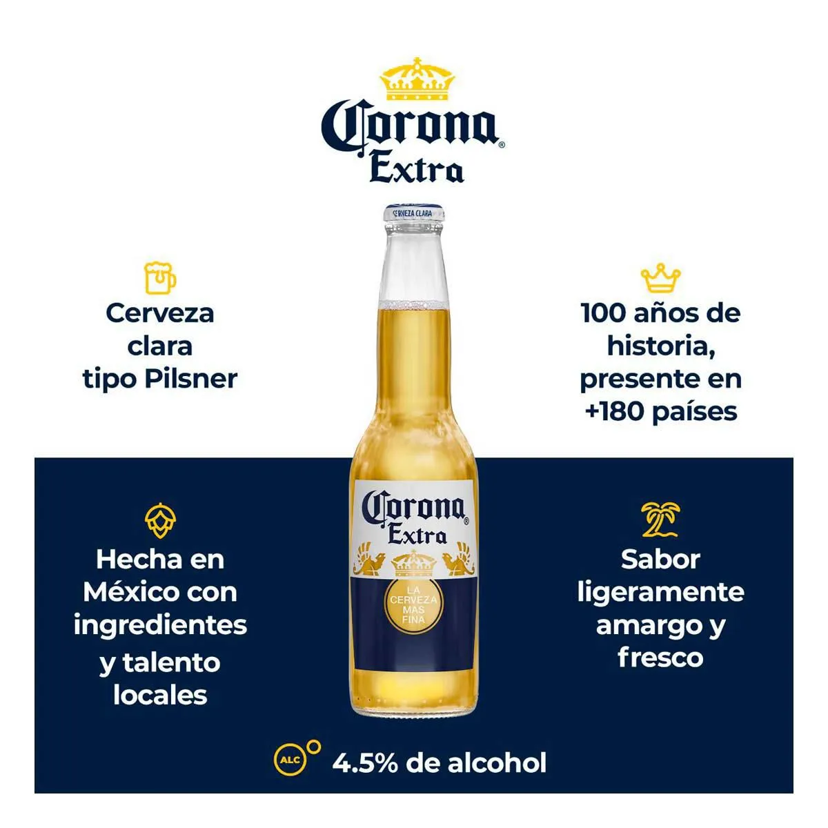 Cerveza Corona Extra Clara 24 Botellas de 355ml c/u