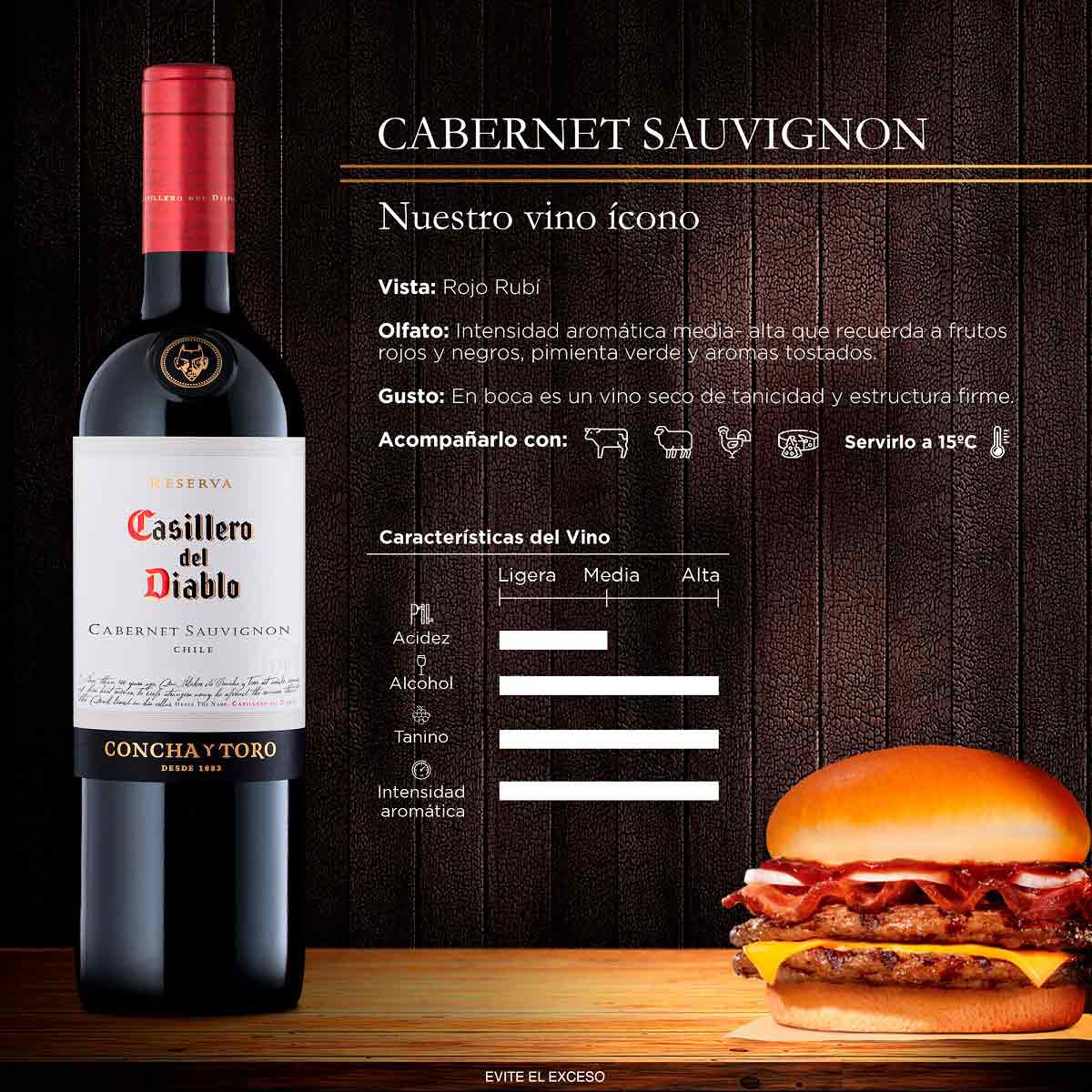 Vino Tinto Chileno Casillero Del Diablo Cabernet Sauvignon 750ml