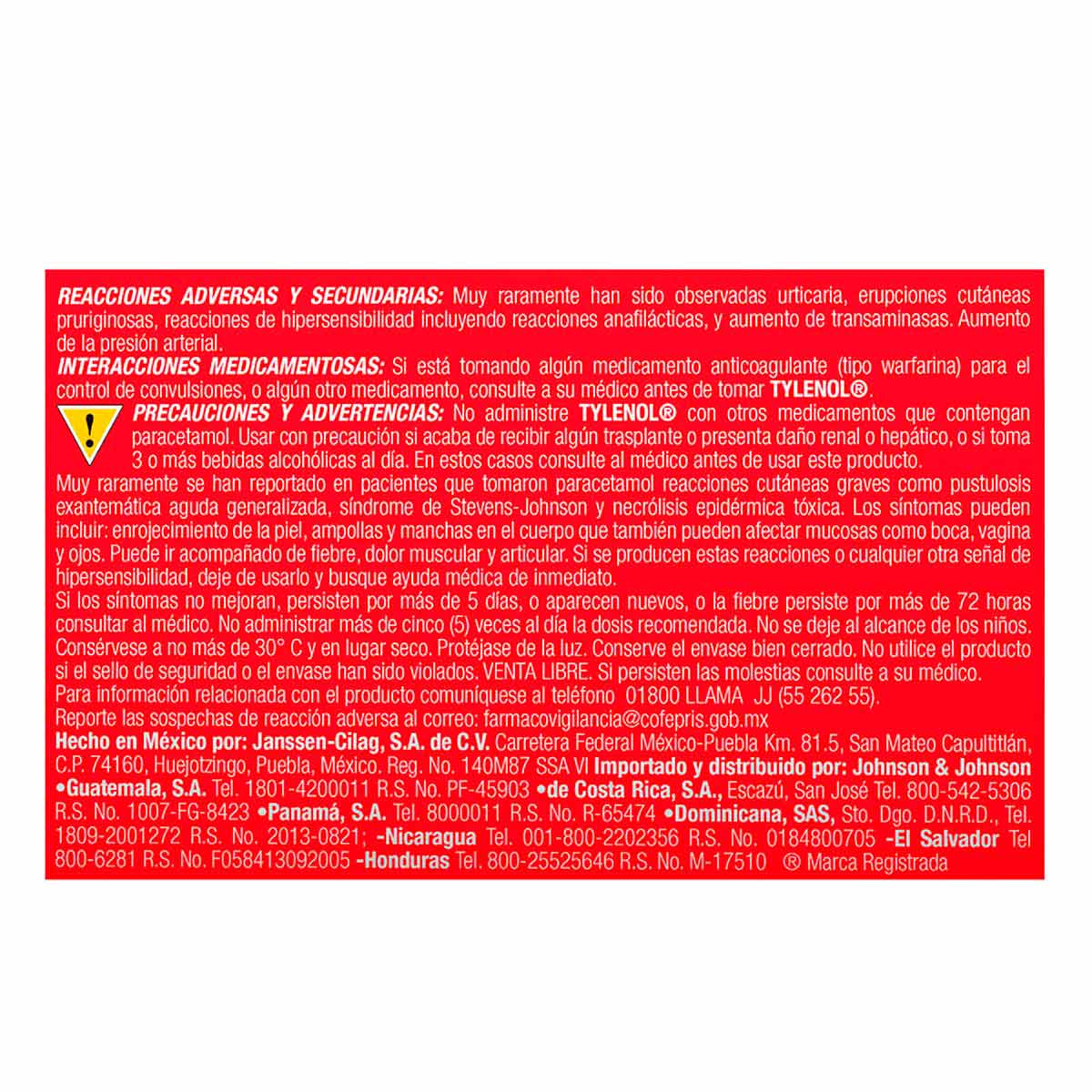 Tabletas Paracetamol Tylenol 40 Tabletas 500mg