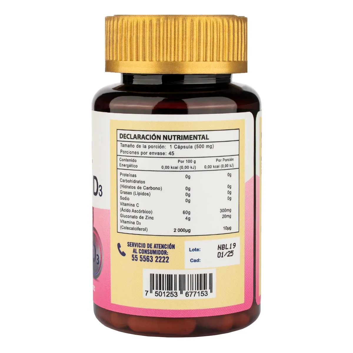 Vitamina D3 SupraMed 45 Cápsulas 500mg