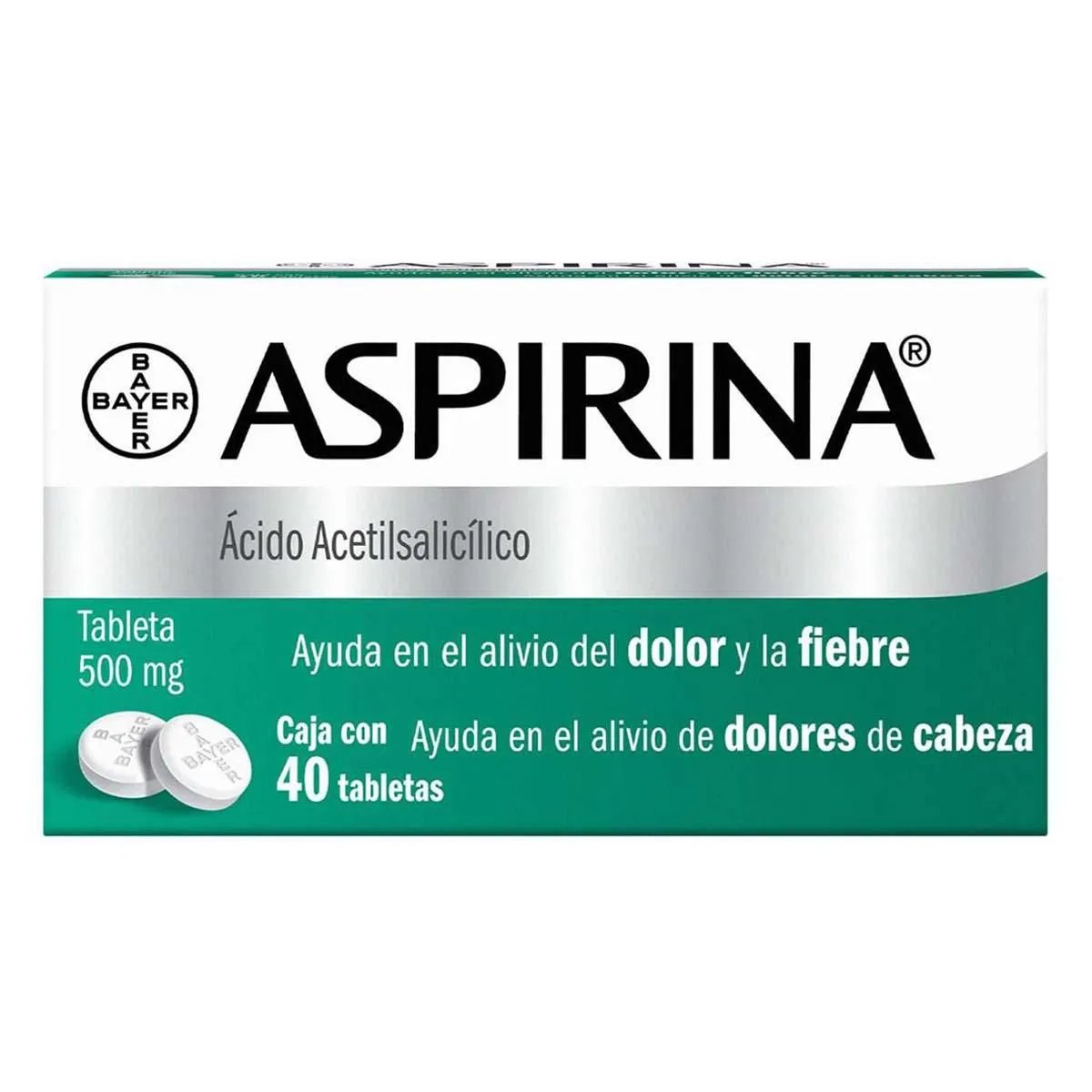 Aspirina Dolor de Cabeza y Fiebre 40 Tabletas 500mg