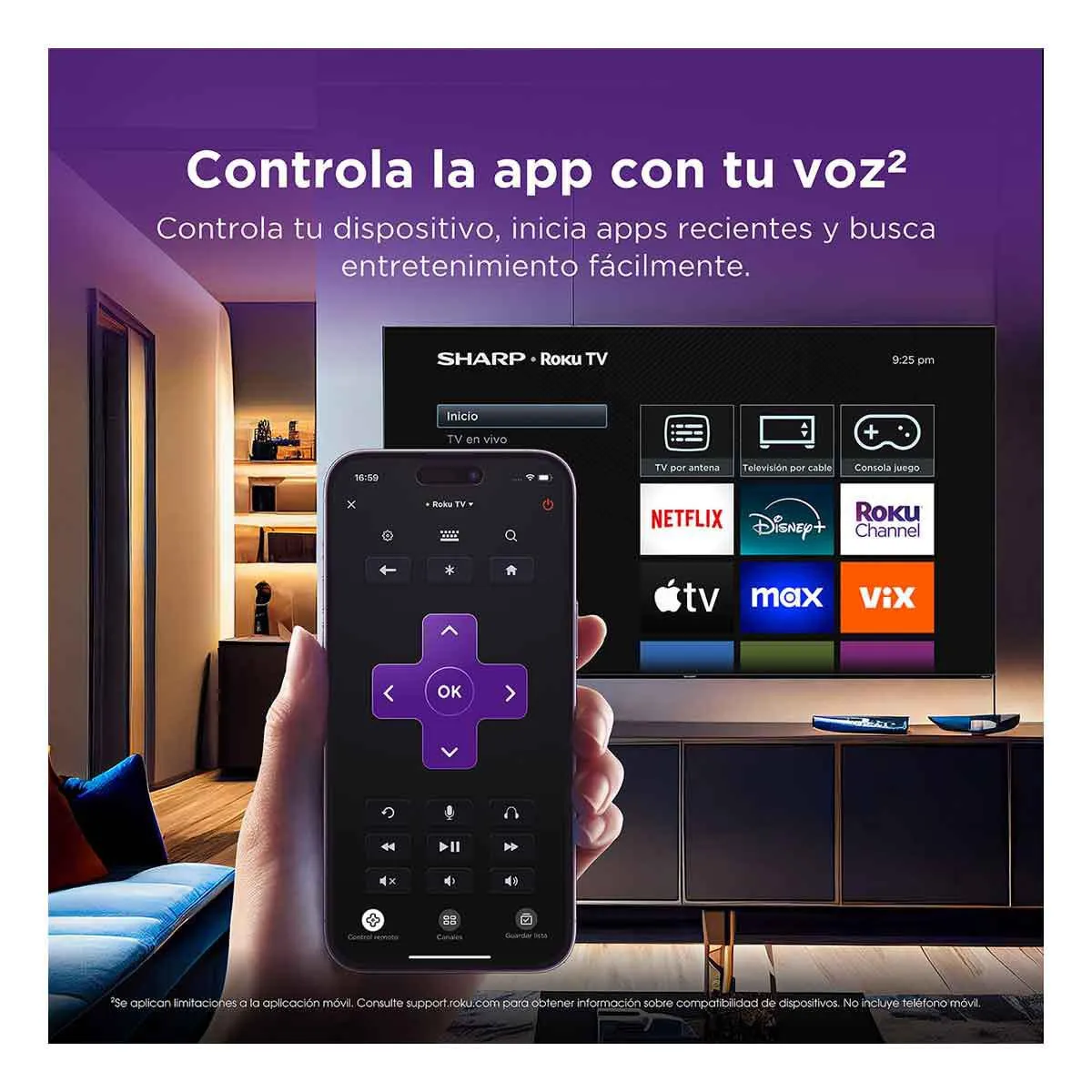 Pantalla Sharp Roku 60 Pulgadas 4k Ultra HD TV LED