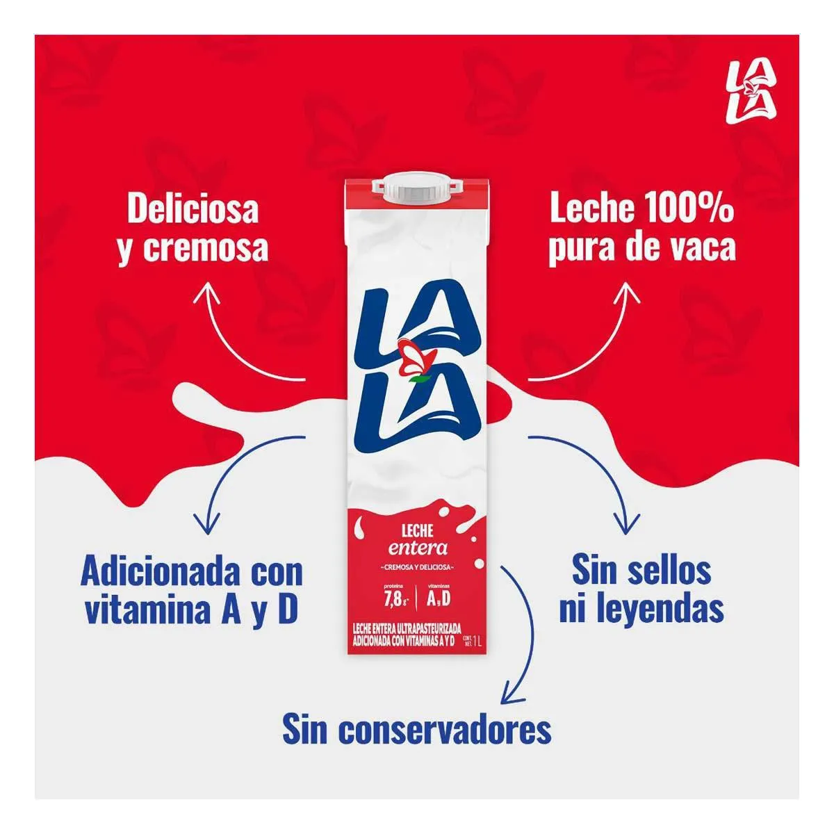 Leche Entera Lala Cartón UHT 6 Pack x 1L