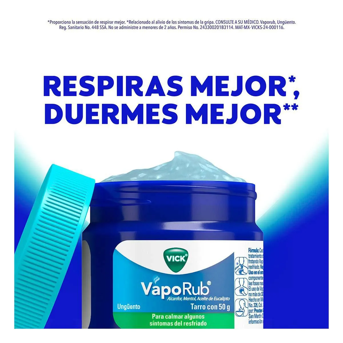 Vick VapoRub Alivia la Congestión Nasal para Respirar mejor 50g