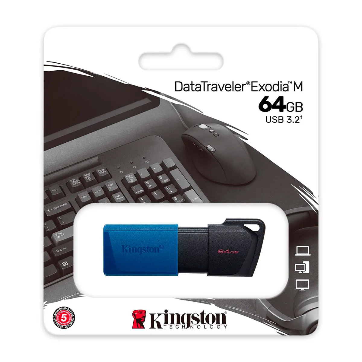 Memoria USB Kingston DataTraveler Exodia M de 64GB USB 3.2 Color Negro-Azul
