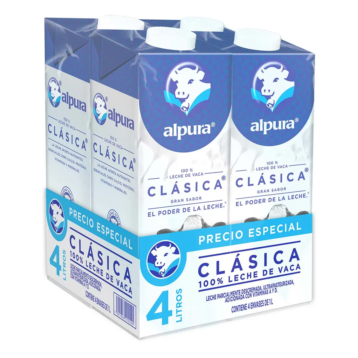 Leche Alpura Clásica 4 Piezas de 1L c/u