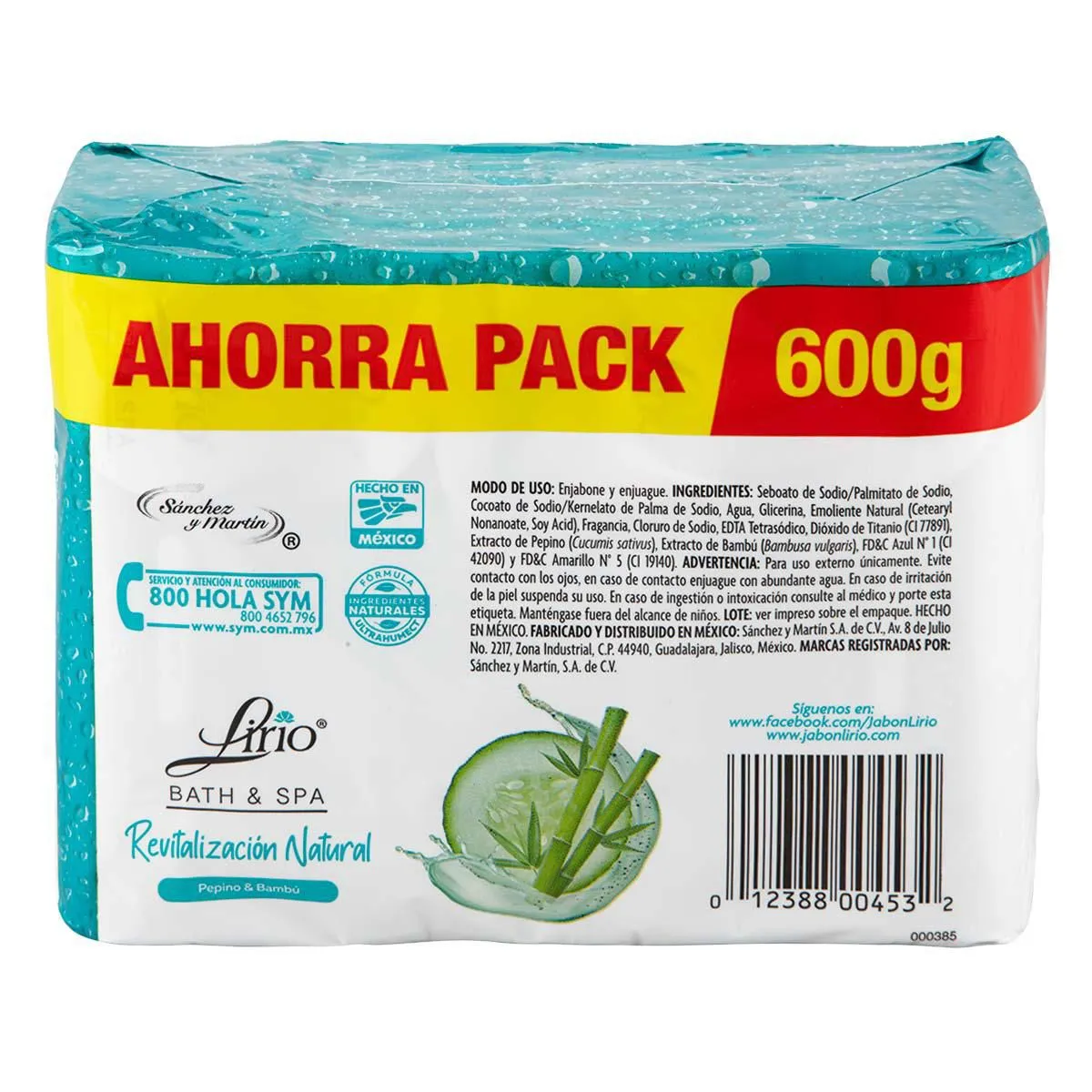 Jabon De Tocador Lirio 1 Pepino y Bambú