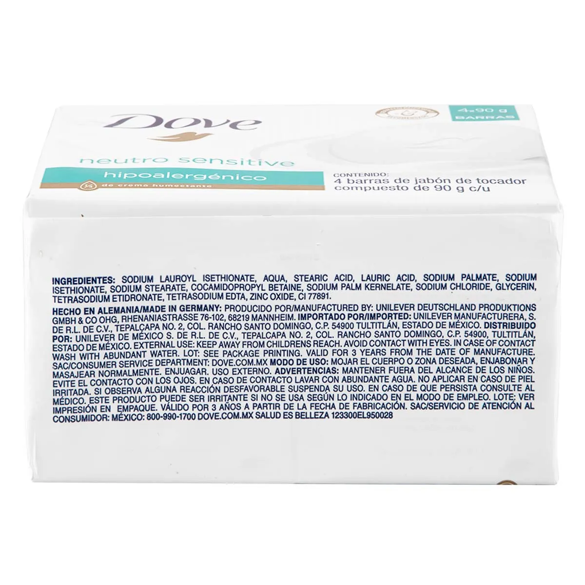Jabon De Tocador Dove 4 Hipoa 90 Gr