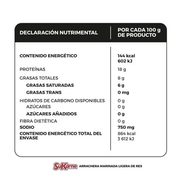 Arrachera Sukarne de Res 600g