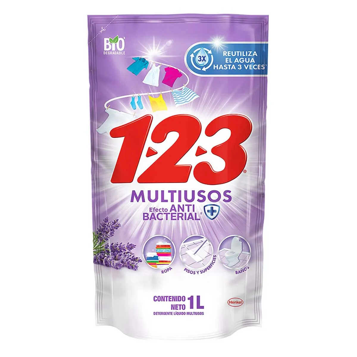 Detergente Liquido 123 Fresca Lavanda