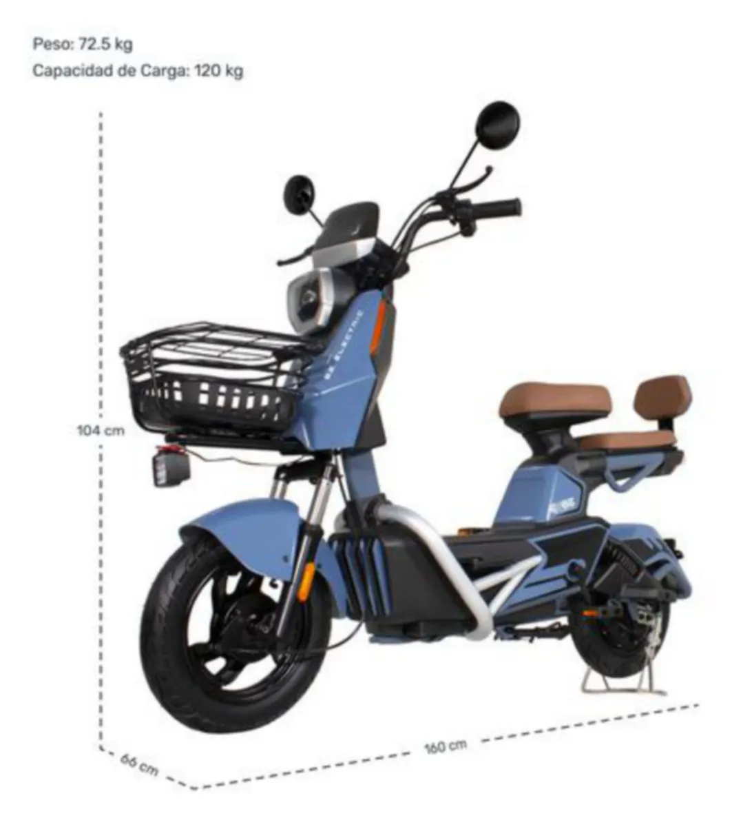 Bicicleta Electrica Moto Bici Scooter 3 Vel 55km/h 500w 12v Color Azul Acero Bizmo