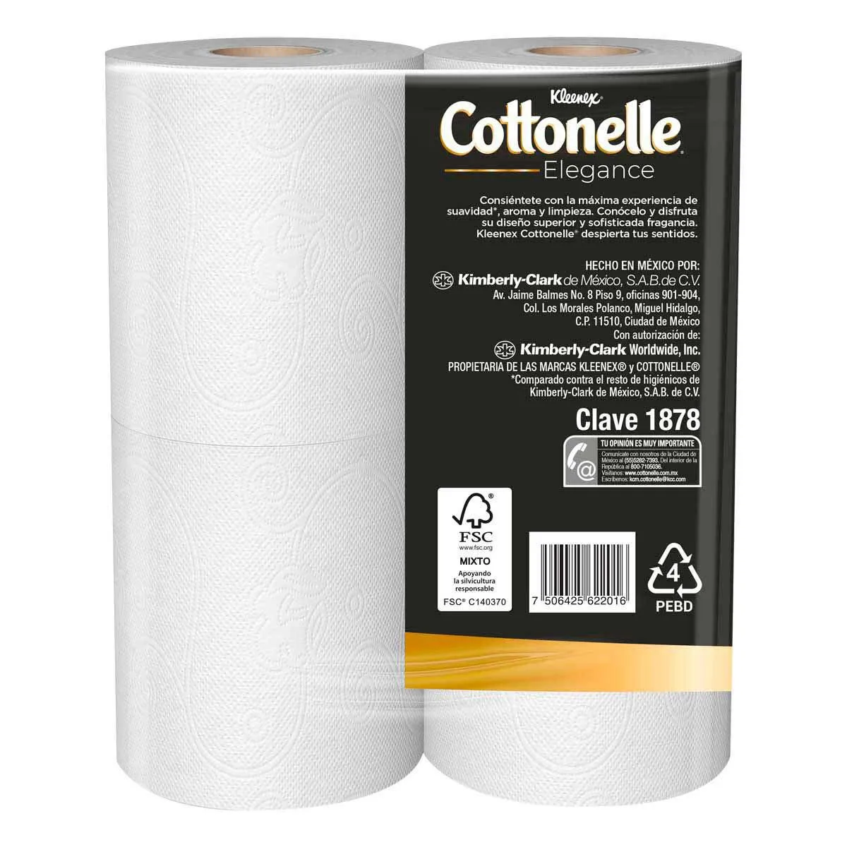 Papel Higiénico Kleenex Cottonelle Elegance 4 Rollos