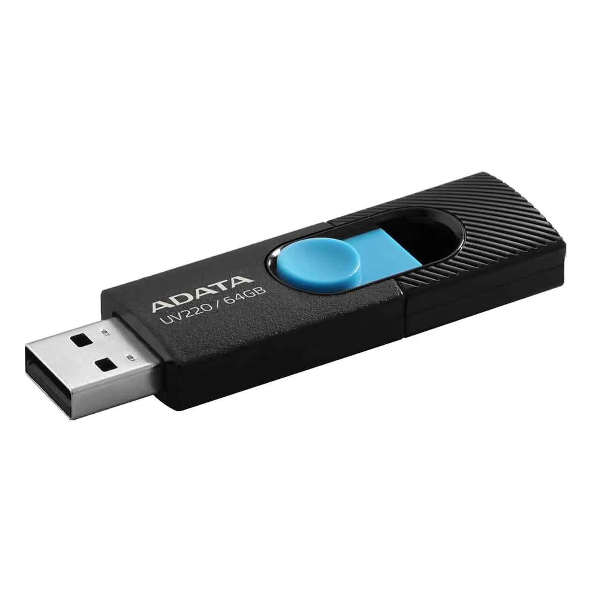 Memoria Adata USB 64GB 2.0 Negro Azul 64GB Retráctil AUV220-64G-RBKBL