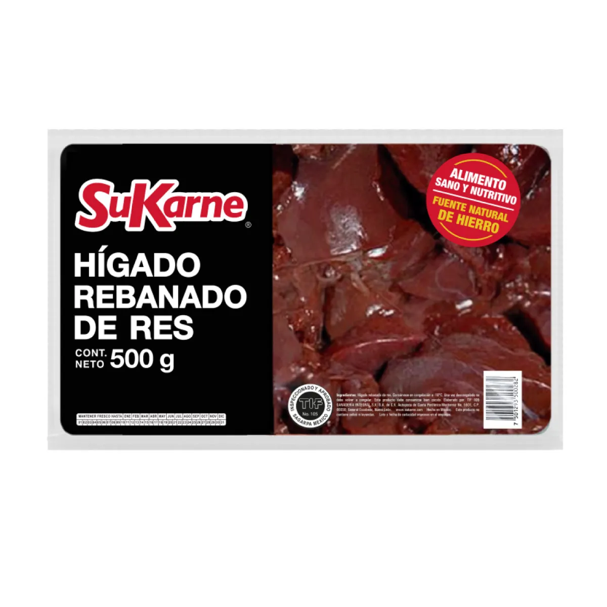 Hígado Sukarne de Res Rebanado 500g